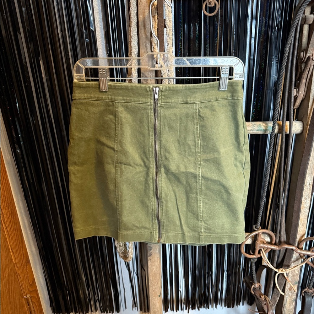Forever 21 Khaki Mini Skirt with Front Zipper